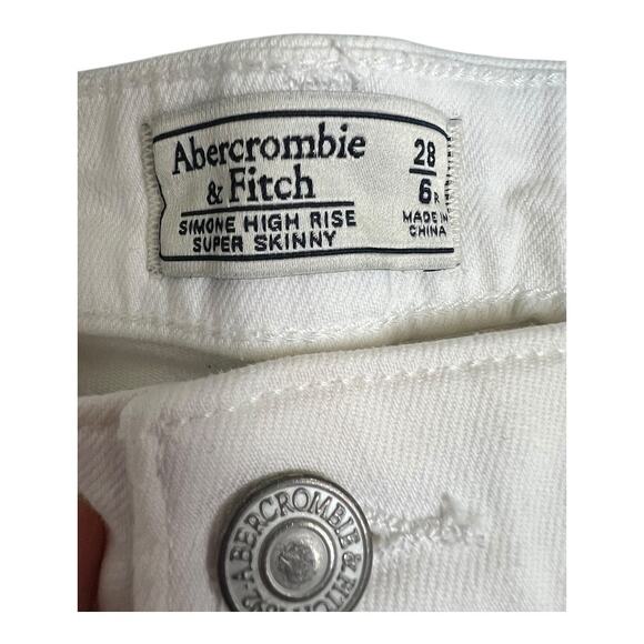 Abercrombie & Fitch Jeans White Denim Simone high Rise Super Skinny 6 28 AF - Picture 4 of 5